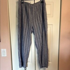Linda Anderson linen blend striped travel pants Size XL